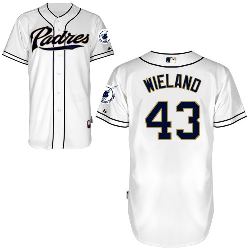 Joe Wieland #43 MLB Jersey-San Diego Padres Men's Authentic Home White Cool Base Baseball Jersey